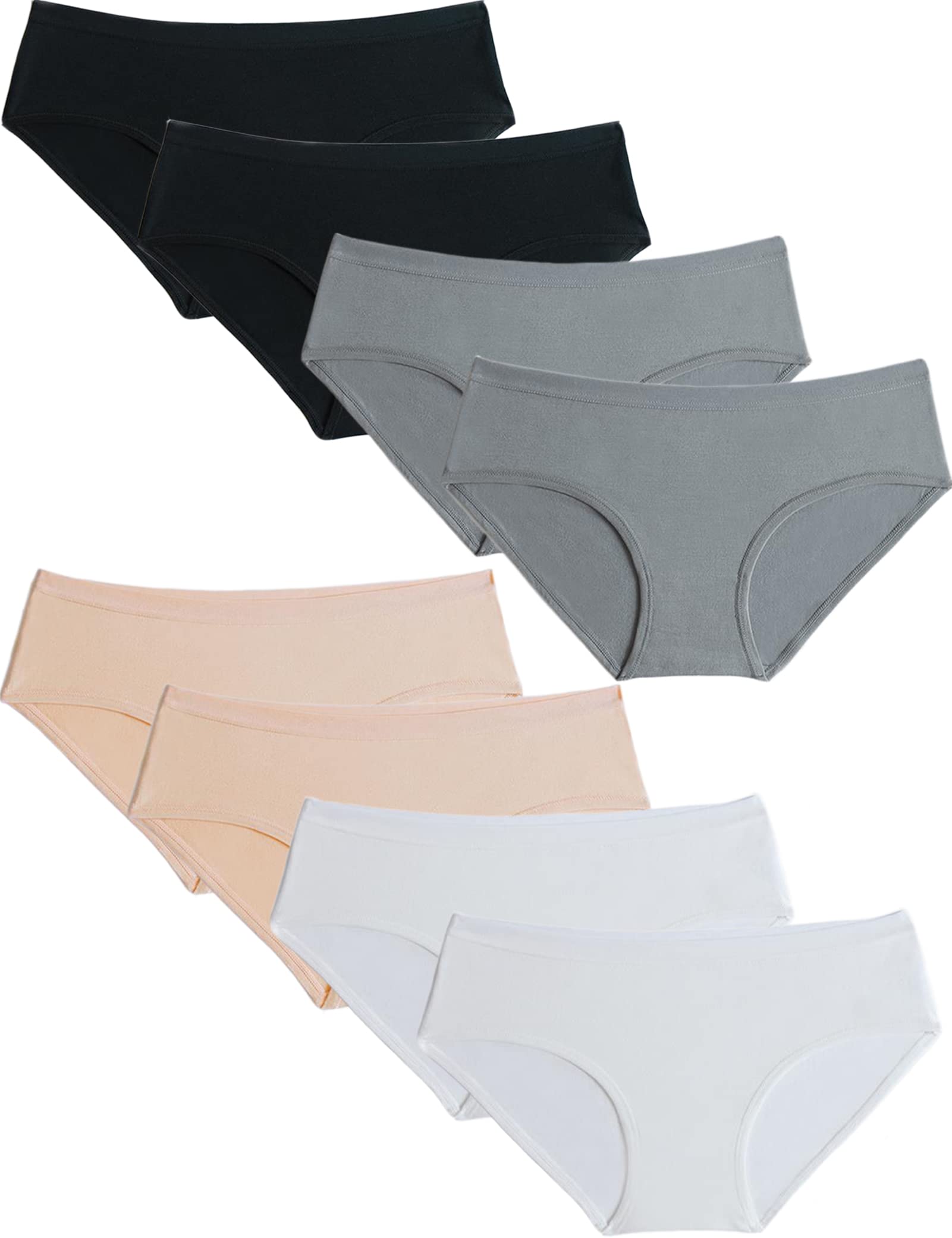 Kiench Girls Underwear Cotton Panties Teens Basic Briefs 8-Pack
