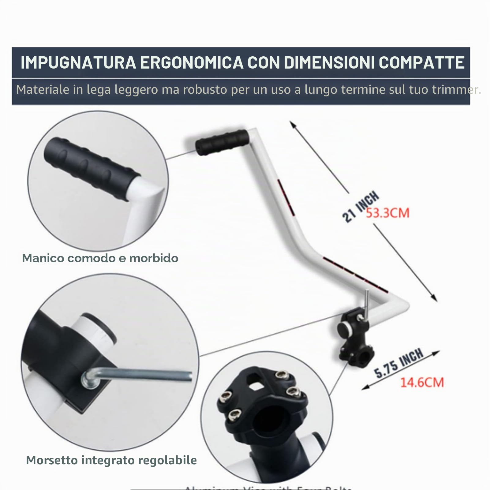 Fabater Manico per Decespugliatore, Impugnatura Ergonomica per Decespugliatore, Impugnatura per Decespugliatore, Prolunga per Impugnatura per Tagliaerba con Morsetto per Staffa, FABATER9FKCXG5IQS