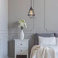 Vista 7 de Industrial Pendant Light INNOCCY Edison Hanging Cage Pendant Lights E26 E27 Base Vintage Adjustable Pendant Lamp Fixture for Kitchen Home Lighting 2