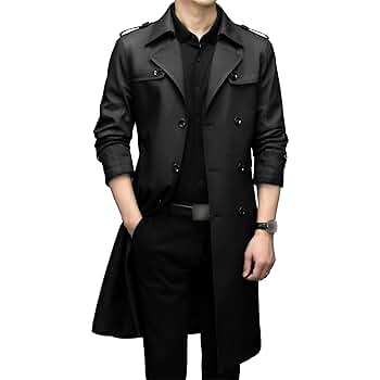 SUAVELE 【RX-0028】RELUX DOUBLE OVER COAT JEShifangjiusu Mens Double Breasted Trench Coat Slim Fit