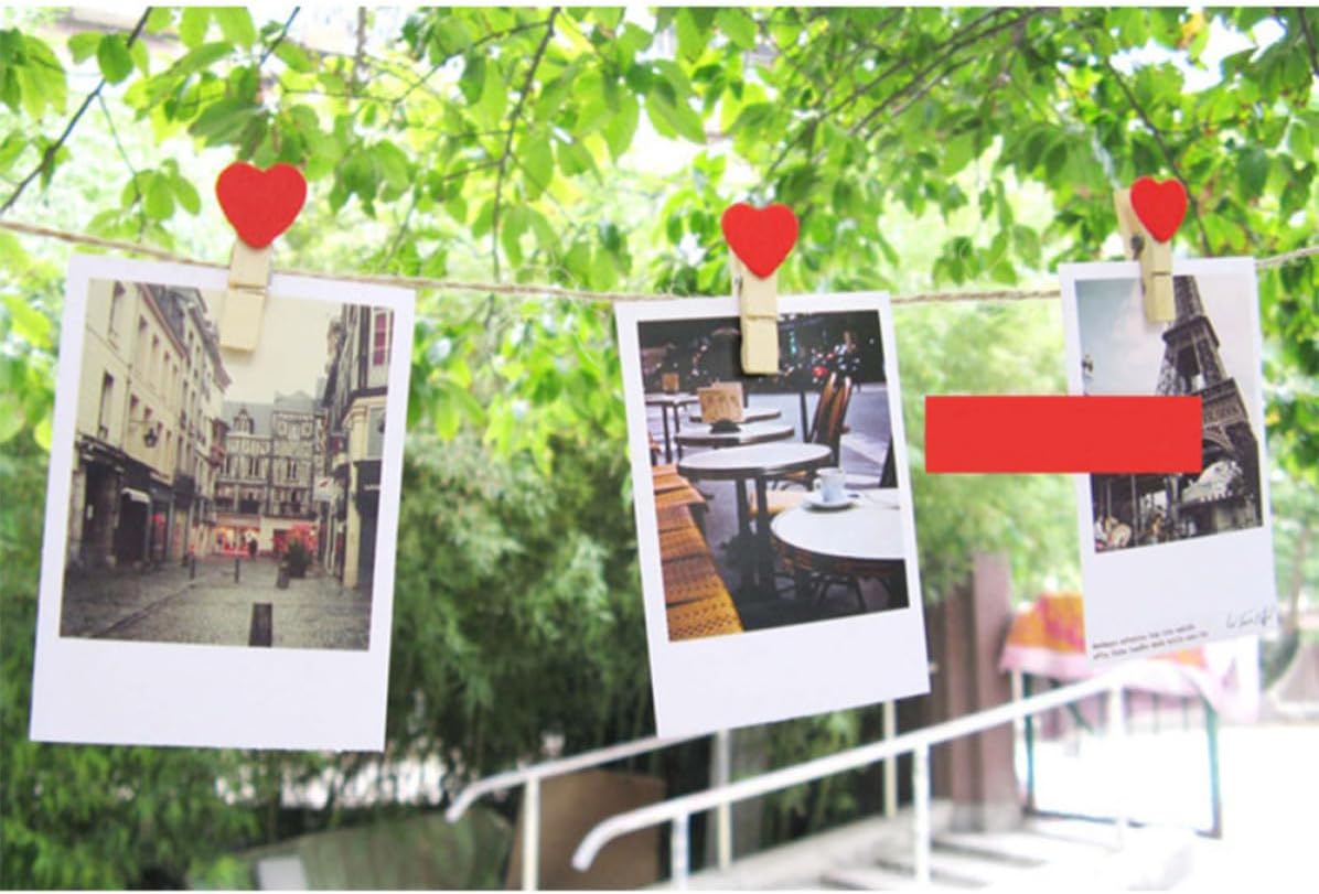 20pcs Peach Heart Wooden Photo Clips Mini Note Pegs for Home Decor image 4