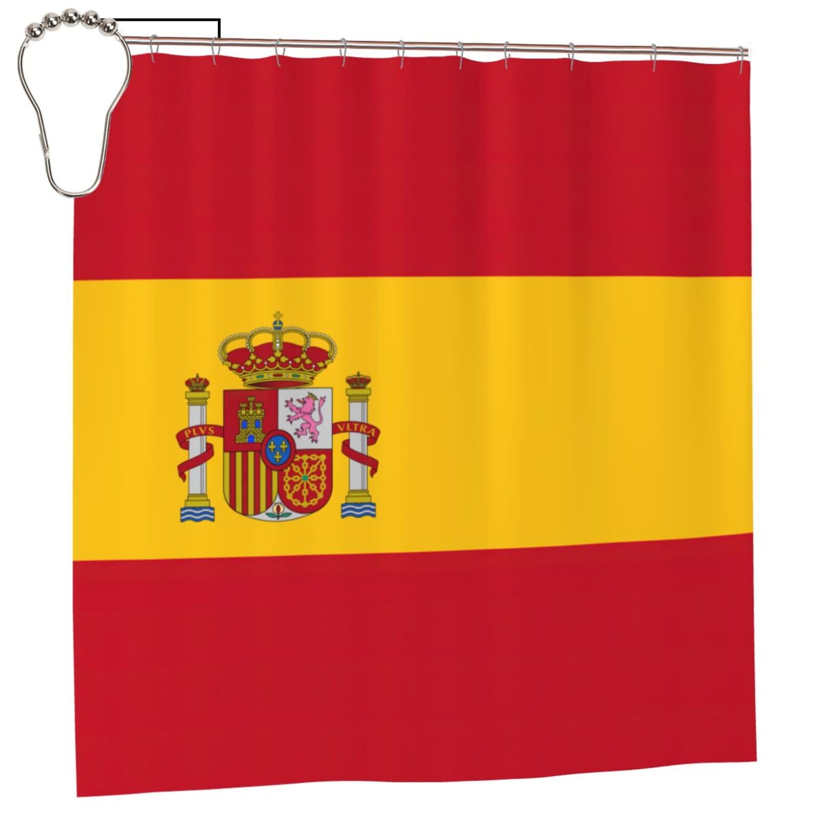 Rideau de douche drapeau espagnol en polyester 183x183 cm avec 12 oeillets