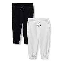 Amazon Essentials Joggers in Cotone Bambini e Ragazzi, Pacco da 2, Nero, Bianco, 8 Anni