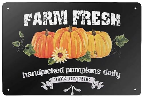 Retro Tin Signs Vintage Style Farm Fresh Pumpkin Metal Sign