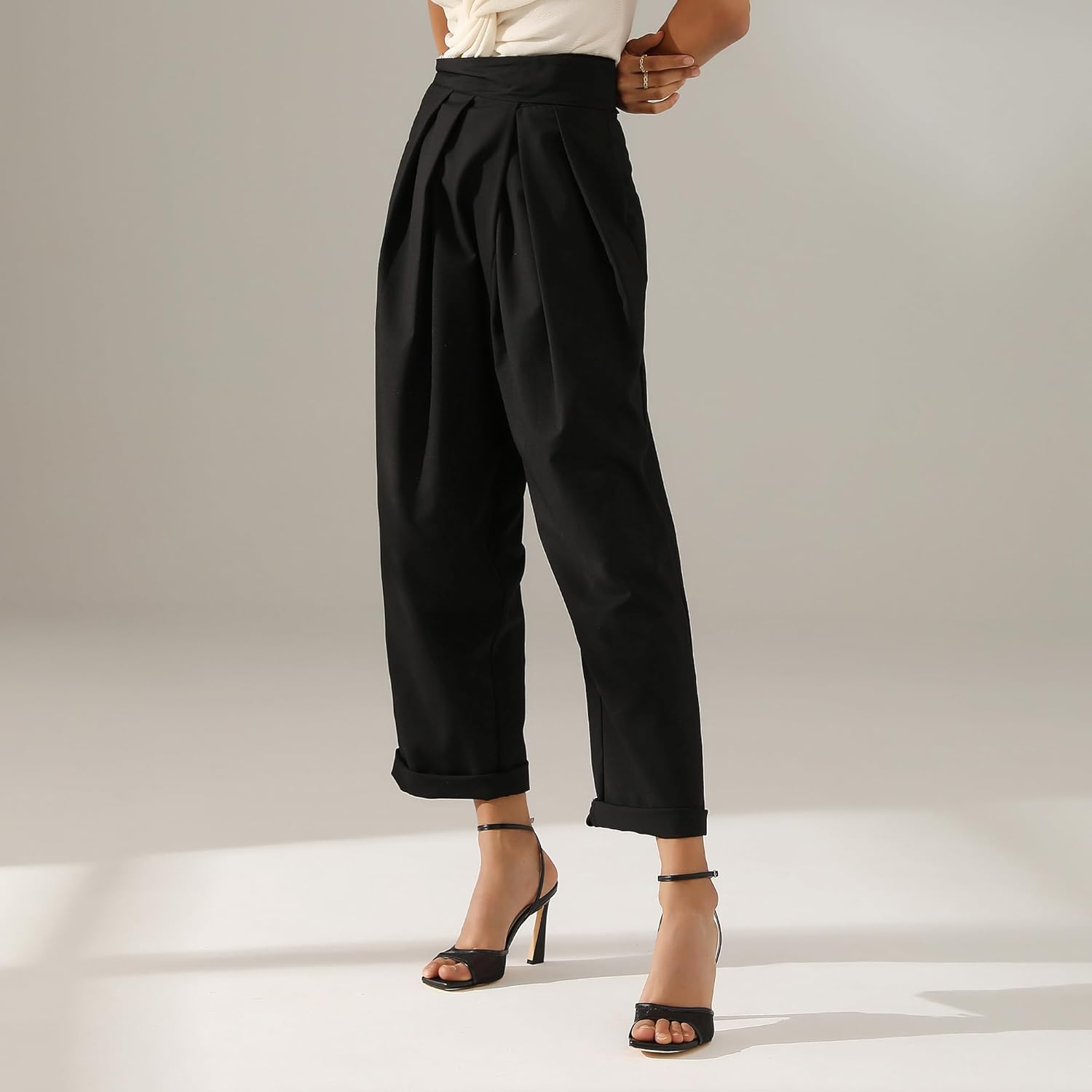 Strappy Heels for Women Heeled Sandals Square Toe Heel Ankle Strap Stiletto Mesh High Heels Dress Shoes - Image 2