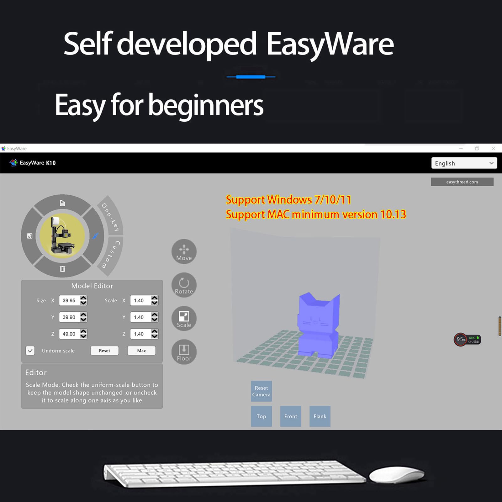 Kavolet EasyThreed K10 – Mini-3D-Drucker, Desktop-Gerät für, 100 X 100 X Mm, Heimunterricht (EU-Stecker)