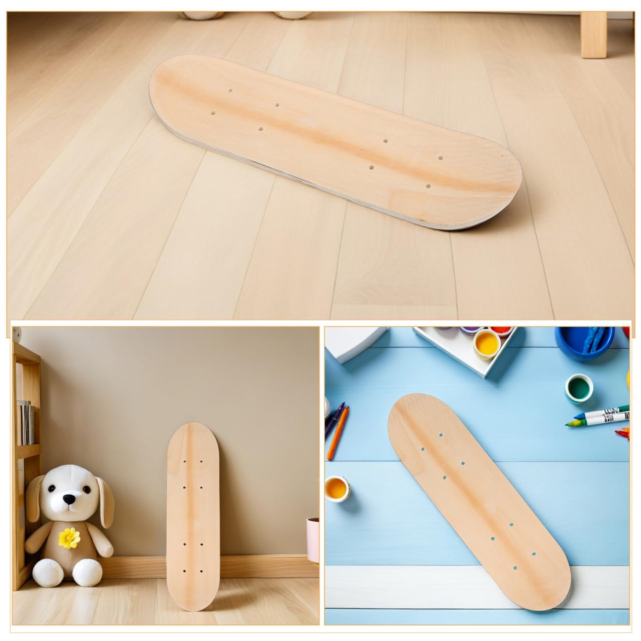 Didiseaon Skateboard Decks zum Selbermachen 3 Stück Packung Doppelte Tail Glatte Oberfläche 43cm Blanke Skateboards für Anfänger und Familienaktivitäten