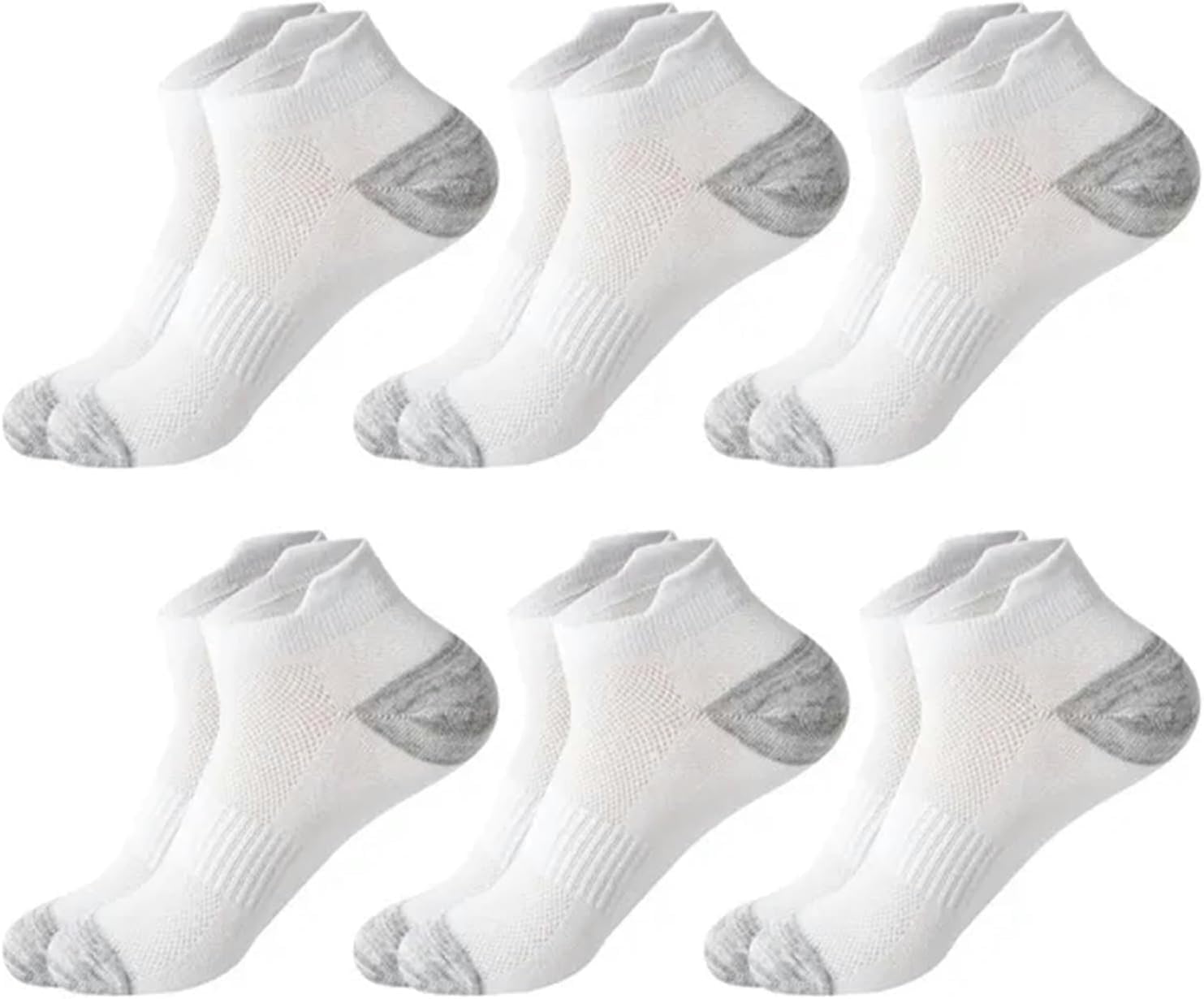 Calcetines 6 Pares De Calcetines Tobilleros para Hombre - Transpirables, Algodón, Calcetines Deportivos,Casual Athletic,Calcetines para Hombre, 6 Pairs White, EU44-48 US10-14