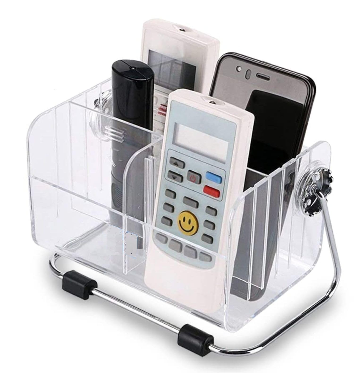 Inditradition AC TV Remote Organizer Holder Stand (Acrylic, 6-Shelf) | Multipurpose & Stylish Display Stand (Adjustable, Transparent)-image-43