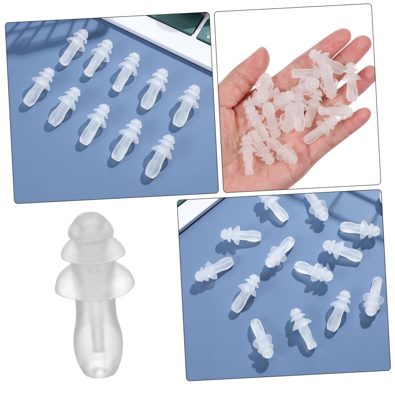 ULTECHNOVO 200pares Tapones De Silicona Transparentes Para Reducción De Ruido Reutilizables Protección Auditiva Para Estudio y Entornos Ruidosos