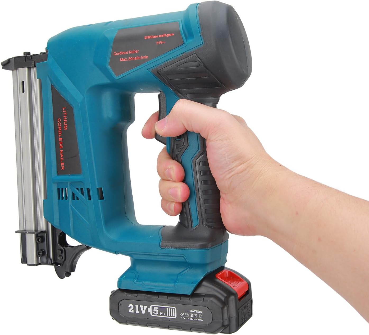 Cordless Brad Nailer Kit Lithium Electric Nail Woodworking Tools F30C for Furniture Frames (US Plug 100‑220V)