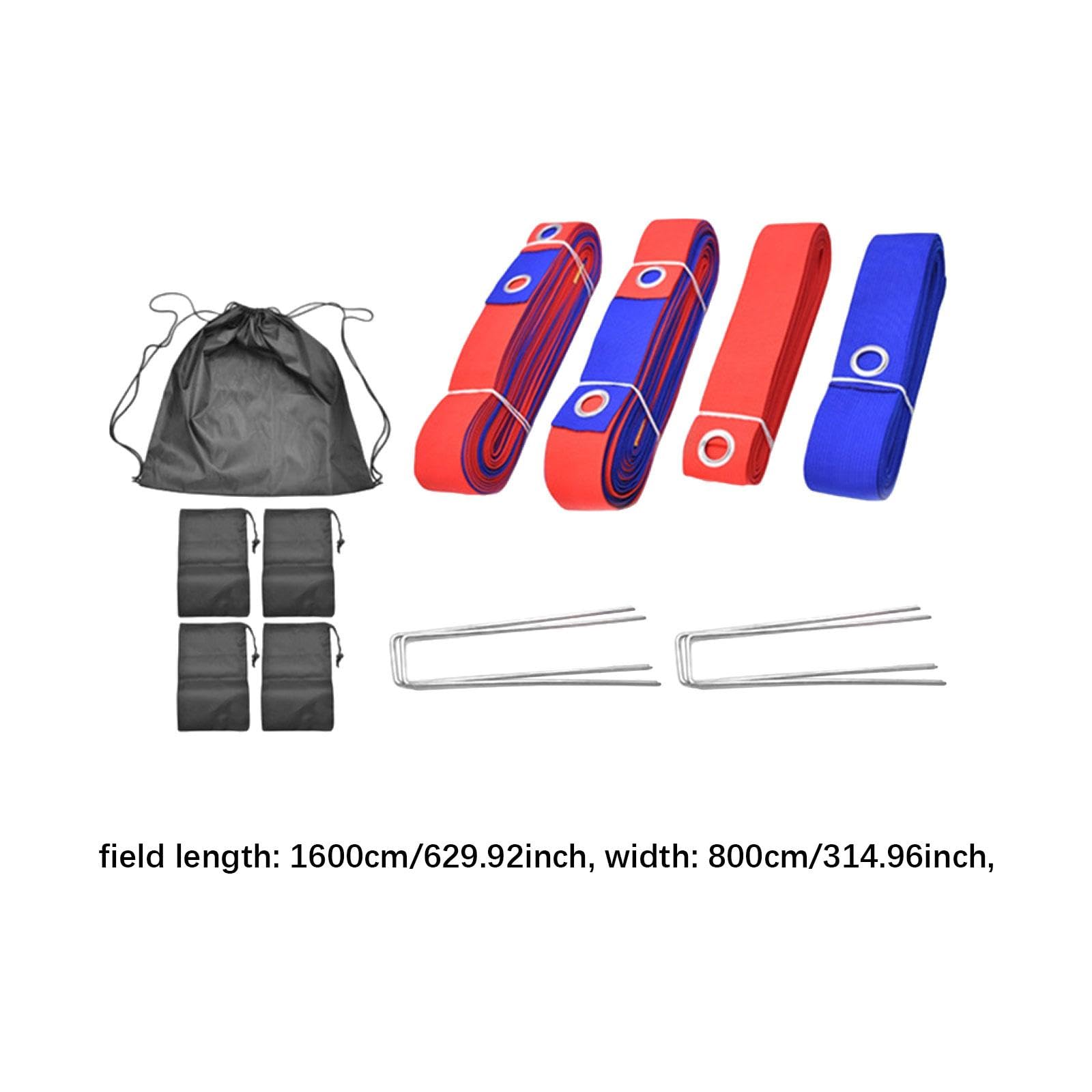 Colaxi Beach Volleyball Lines Borderline Field with 4 Ground Stakes and 4 Sandbag Workout Marking Lines Set Court Marker for Beach, red Blue