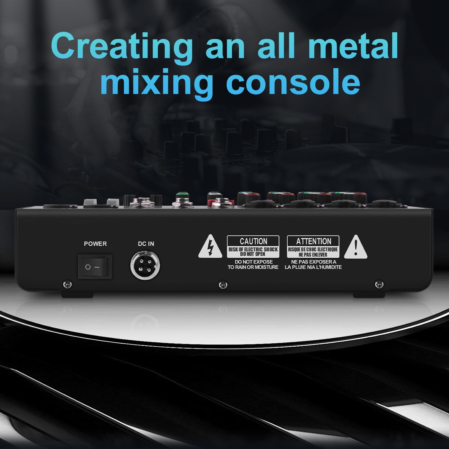 6 Channel DJ Mixer, Professional Audio Mixer, Metal, DSP 99 Preset Effects, Bluetooth Sound Board, 48V Phantom Power, Black USB Xlr Music Streaming Mini Mixing Console, Pa Mixer for PC, Podcast