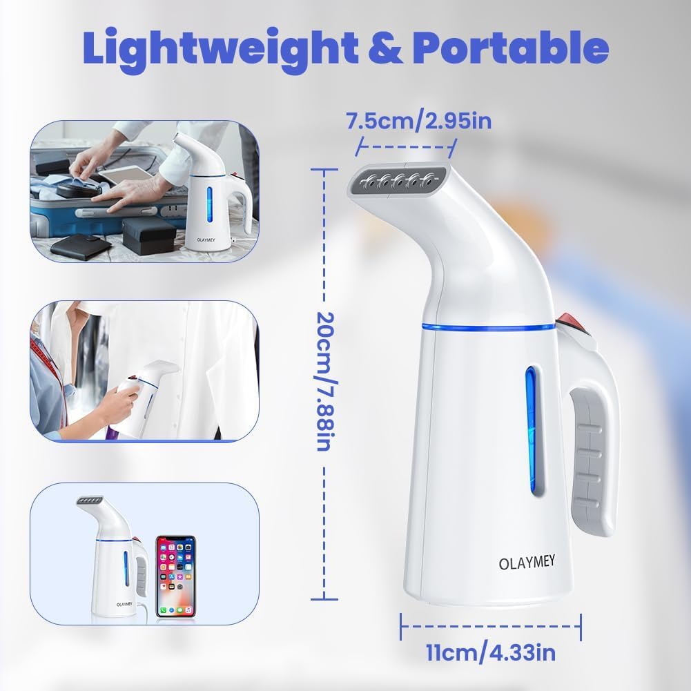 OLAYMEY Steamer Wygładzacz parowy 700 W, 40 S Szybkie nagrzewanie Żelazko podróżne Steam Iron, zbiornik na wodę 120 ml Clothes Steamer, szczotka parowa do ubrań