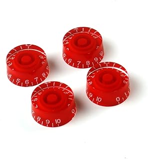 (Z01) A Set of 4 Guitar Speed Knobs Fits Les Paul,Red & White nubmer