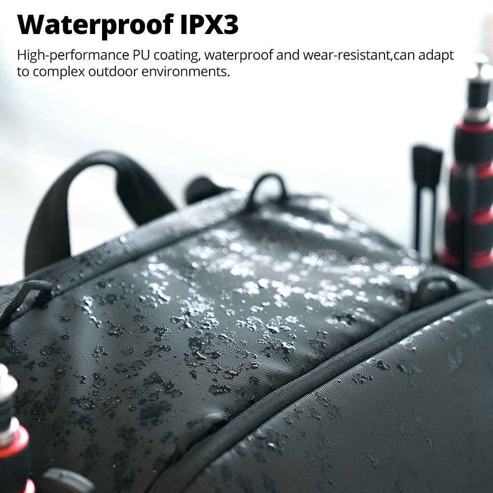 AMBITFUL Mochila grande para cámara DSLR/SLR sin espejo, ergonómica, suspendida, profesional, impermeable, con soporte para trípode y compartimento para laptop, color negro (25 L + 3 L, OM-28)