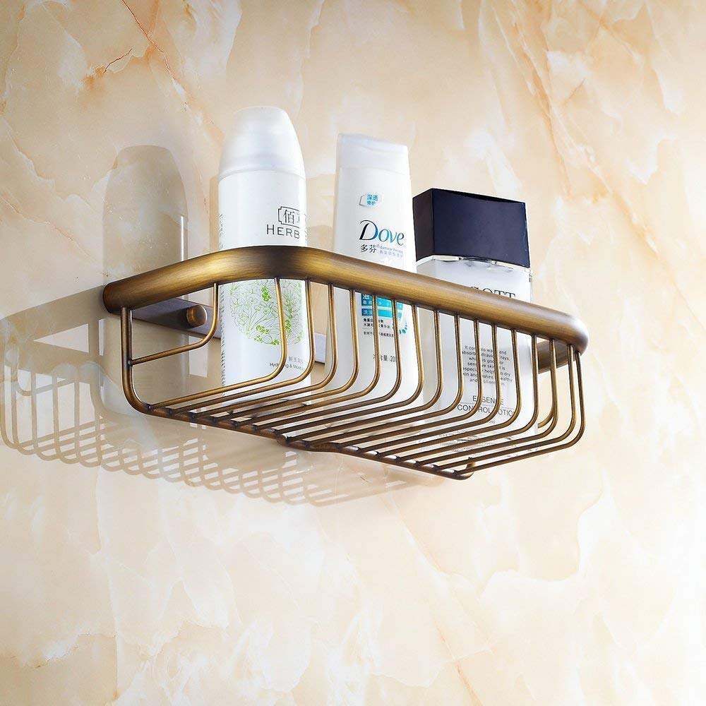 Mensola Da Doccia In Ottone Anticato - Organizer Per Bagno, Montaggio A Parete, 11.8 Pollici - Foto 5