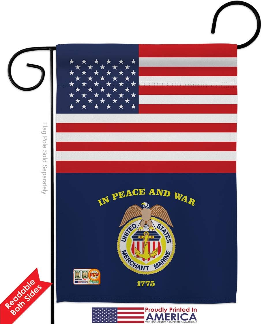 US Merchant Marine Garden Flag Set Wall Holder Armed Forces Corps USMC Semper Fi United State American Military Veteran Retire Official Small Gift Yard House Banner Double-Sided 13 X 18.5