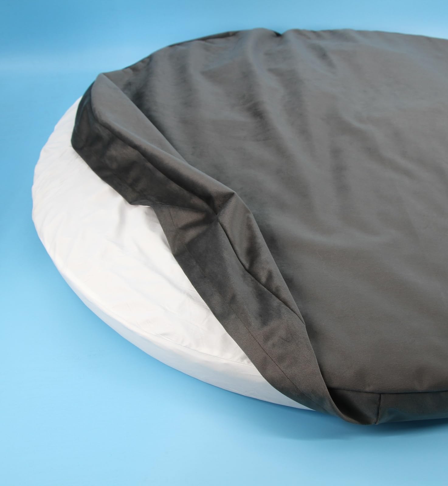 Waterproof Round Dog Bed with Washable Removable Cover & Liner Grey Velvet Orthopedic Foam Pad 24 Inch - image 2