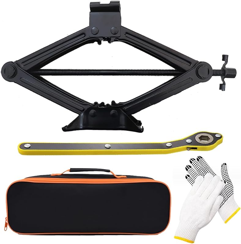 Scissor Jack Kit 4409 lbs 2 Ton Car Lift Quick Jack (Ratchet Wrench) | Heavy Duty Scissor Jack for Car Universal Portable Jack Stand Tire Change Kit Bag for Auto Suv Mpv Truck