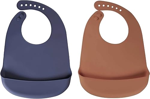 Baby Pick Baberos de silicona para bebés, babero impermeable sin BPA con bolsillo, apto para lavavajillas con recogedor de alimentos