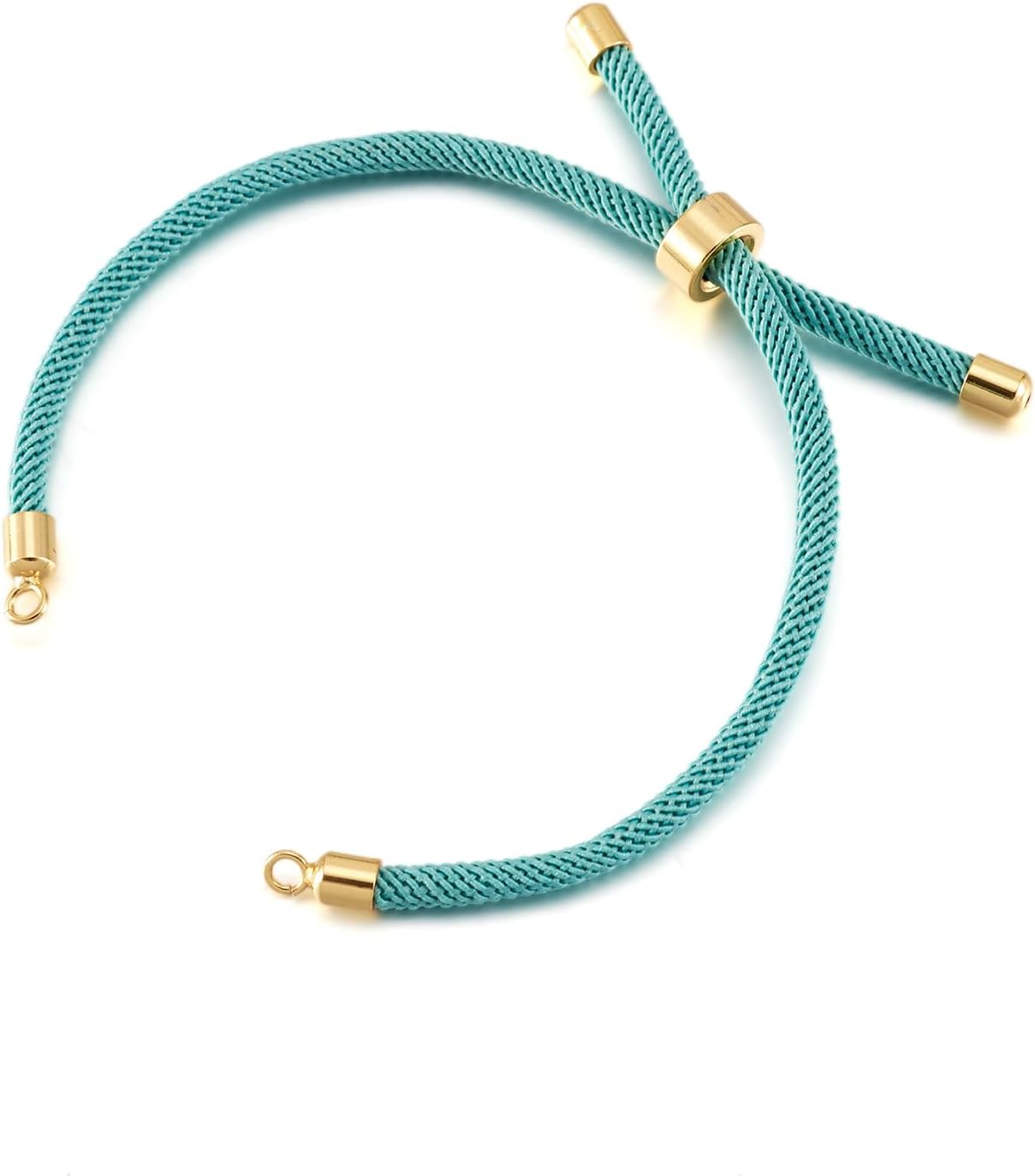 FASHEWELRY 10 Pcs Braided Nylon Cord Bracelet 8.66 inch Adjustable Cord Bracelets Woven Friendship Rope Boho Bracelet with Golden End Connector for DIY Jewelry Making (Cyan) - Image 6