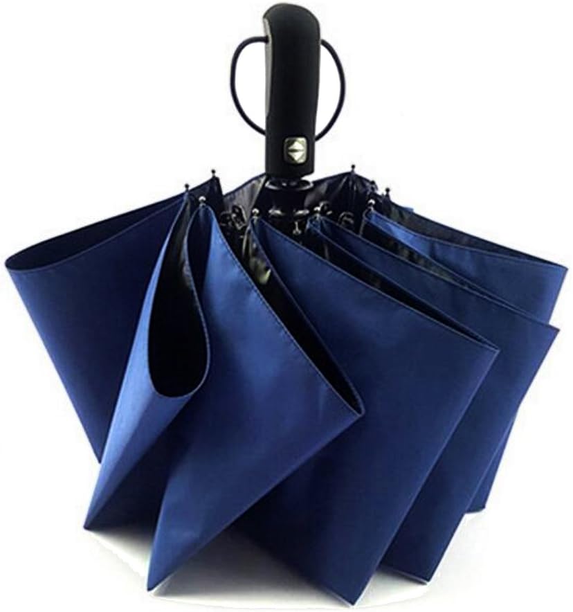 Umbrella Automatic Windproof Foldable, 10 Ribs Auto Open Close Compact Parasol Sunshade UV Protection for Women/Men Outdoor, Shopping, Sport, Camping (Blue)