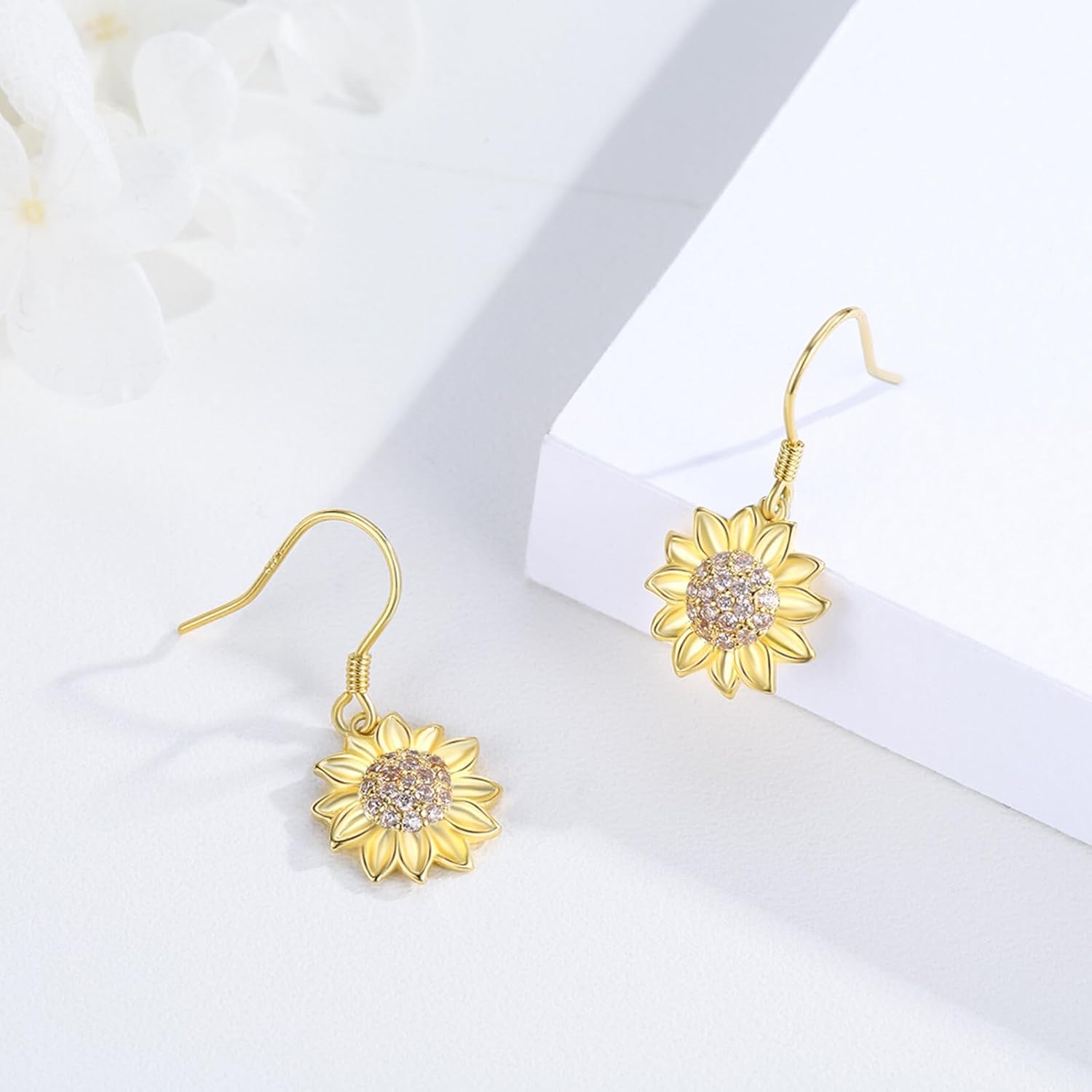CUOKA MIRACLE Sunflower Earrings for Women 925 Sterling Silver Dangle Earrings for Women Sunflower Jewelry Gifts on Birthday Mother's Day - Image 4