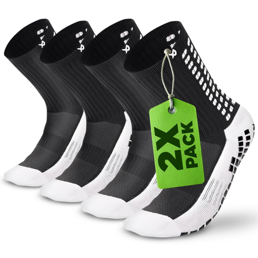 Lux Dual Grip Socks - 2-Pack Soccer Grip Socks for Men & Women with GripArray Performance & Comfort - Anti-Slip for Soccer