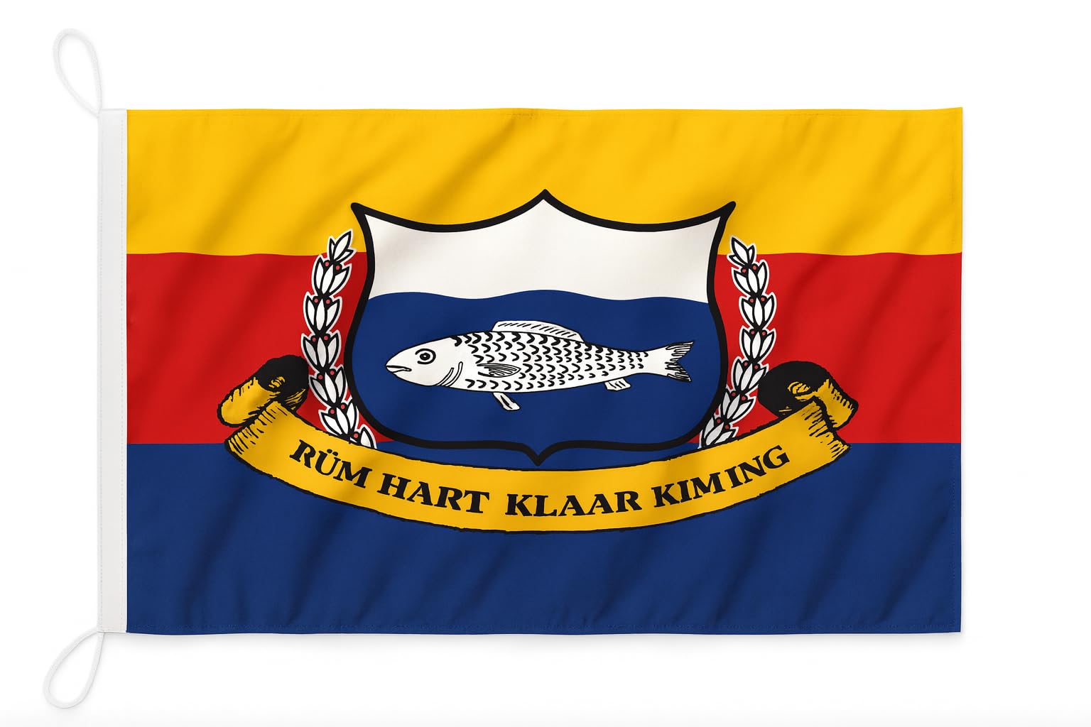 Rüm Hart 1905 flaga – symbol wartości północnofryzyjskich i dalekowzroczności flaga morska / 60 x 40 cm