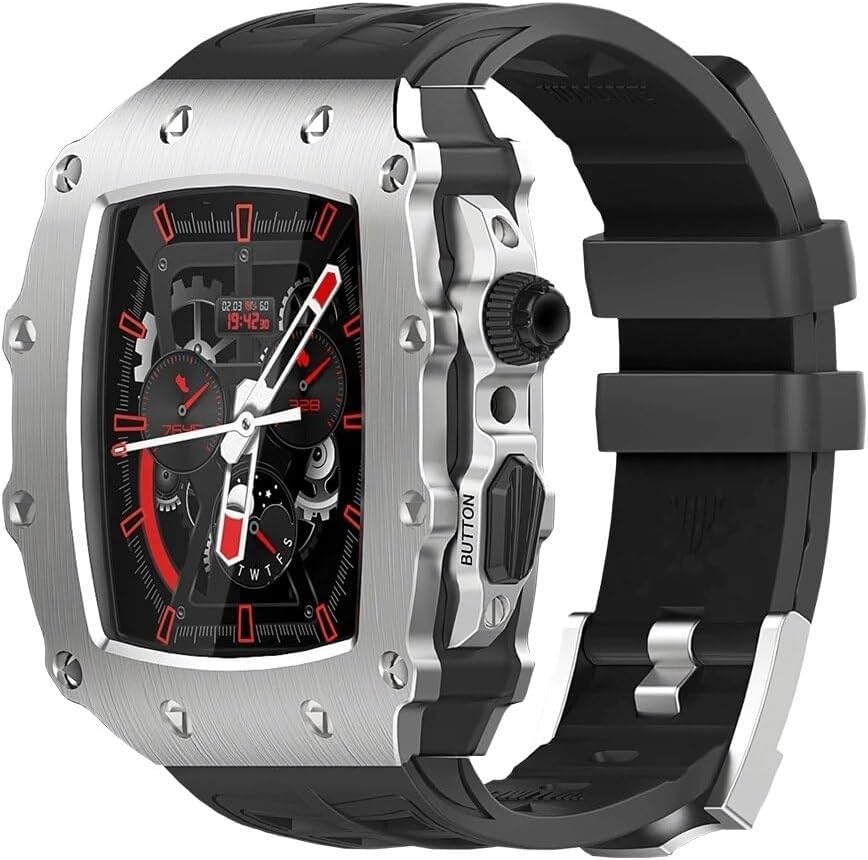 44mm 45mm Stainless Steel Watch Case Rubber Band，For 8 7 6 5 4 SE Series Replacement，Sport Breathable Straps Watch Case Bezel MetalKit Accessories