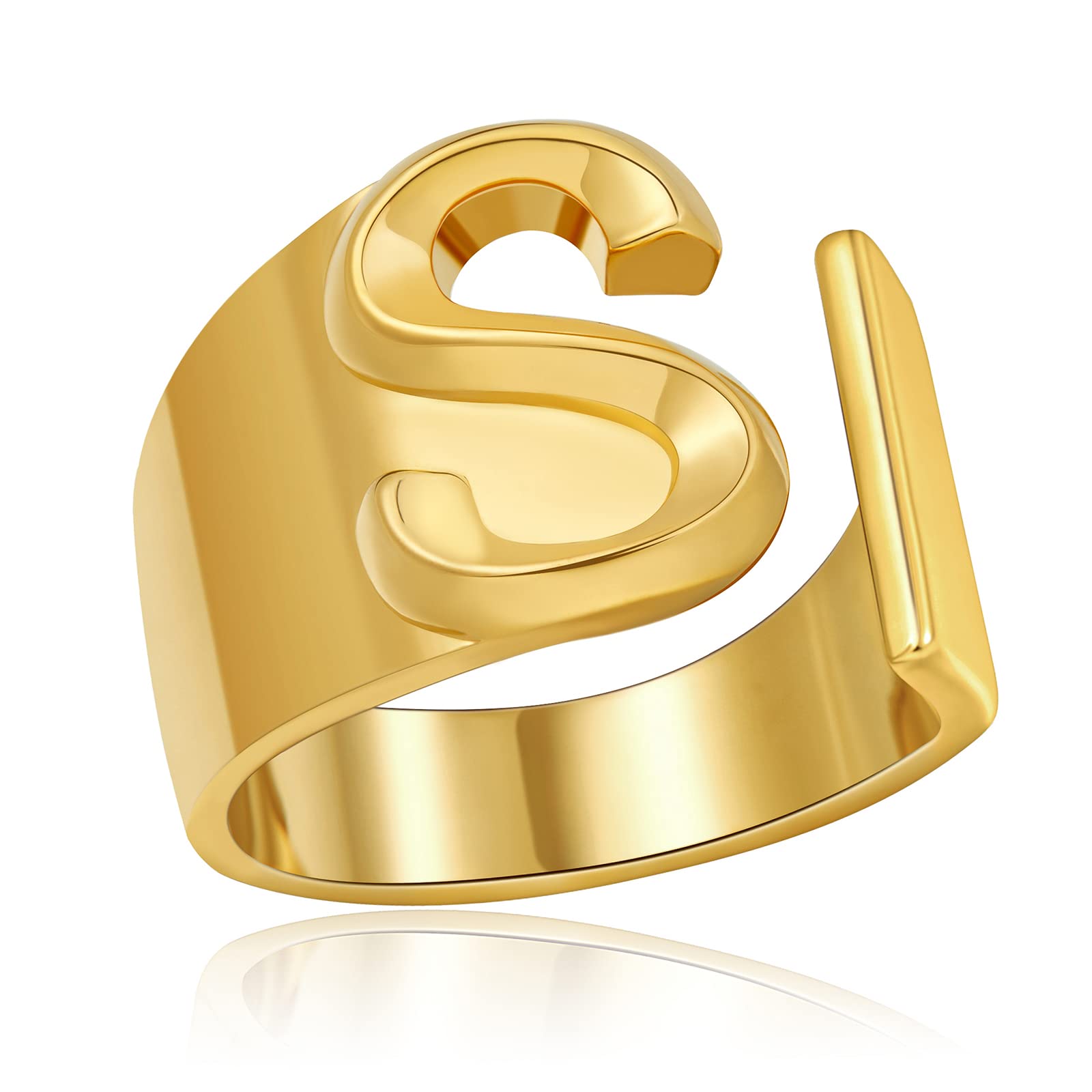 Sora Tuki Initial Ring Gold Letter Rings for Women Chunky Gold Rings for Women Adjustable Rings Initial Jewelry