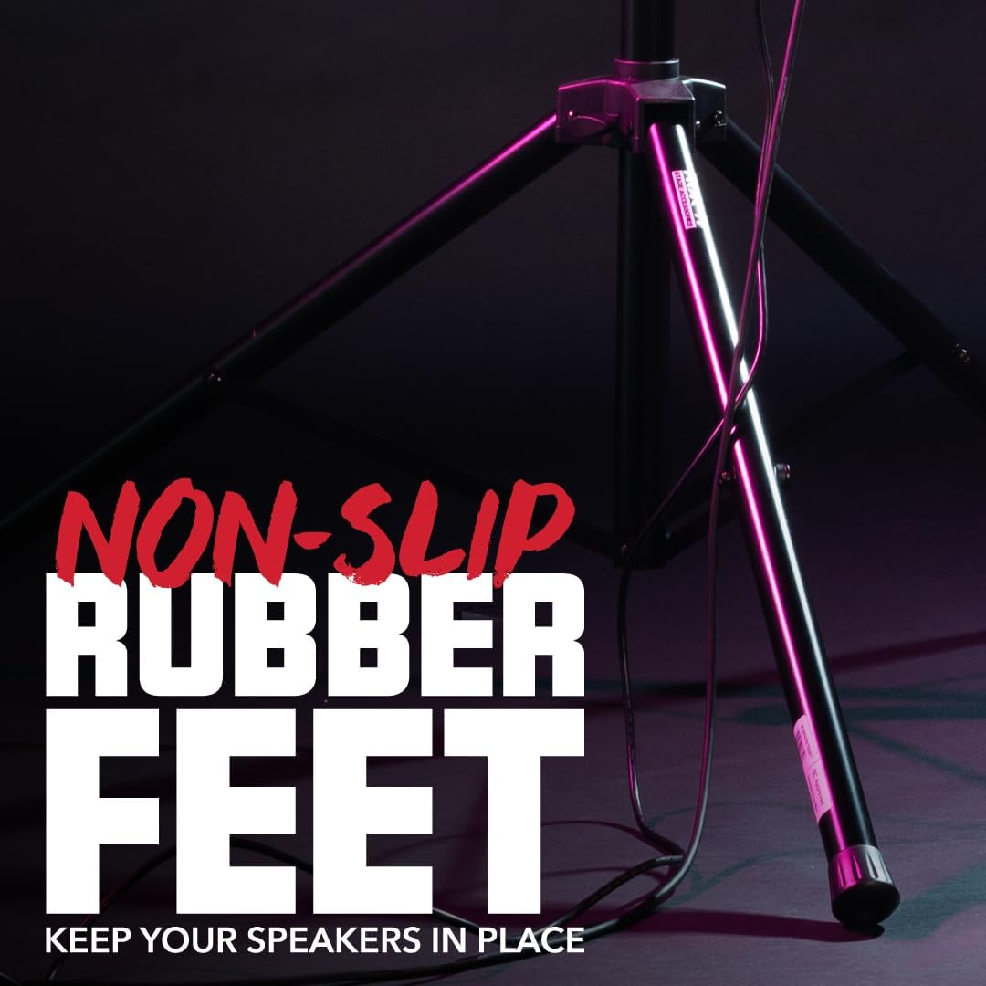 Rok-It Heavy Duty Speaker Stand with Tripod Base and Height Adjustable from 47" to 70", 110lb Weight Capacity (RI-SPKRSTD)