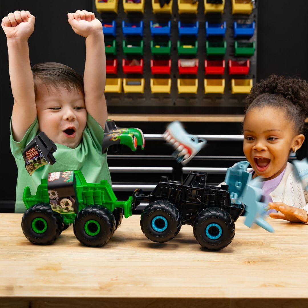 Monster Jam™ Monstruction Build & Crash Megalodon™ - 8-Inch Buildable Vehicle with 14 Pieces and Screwdriver