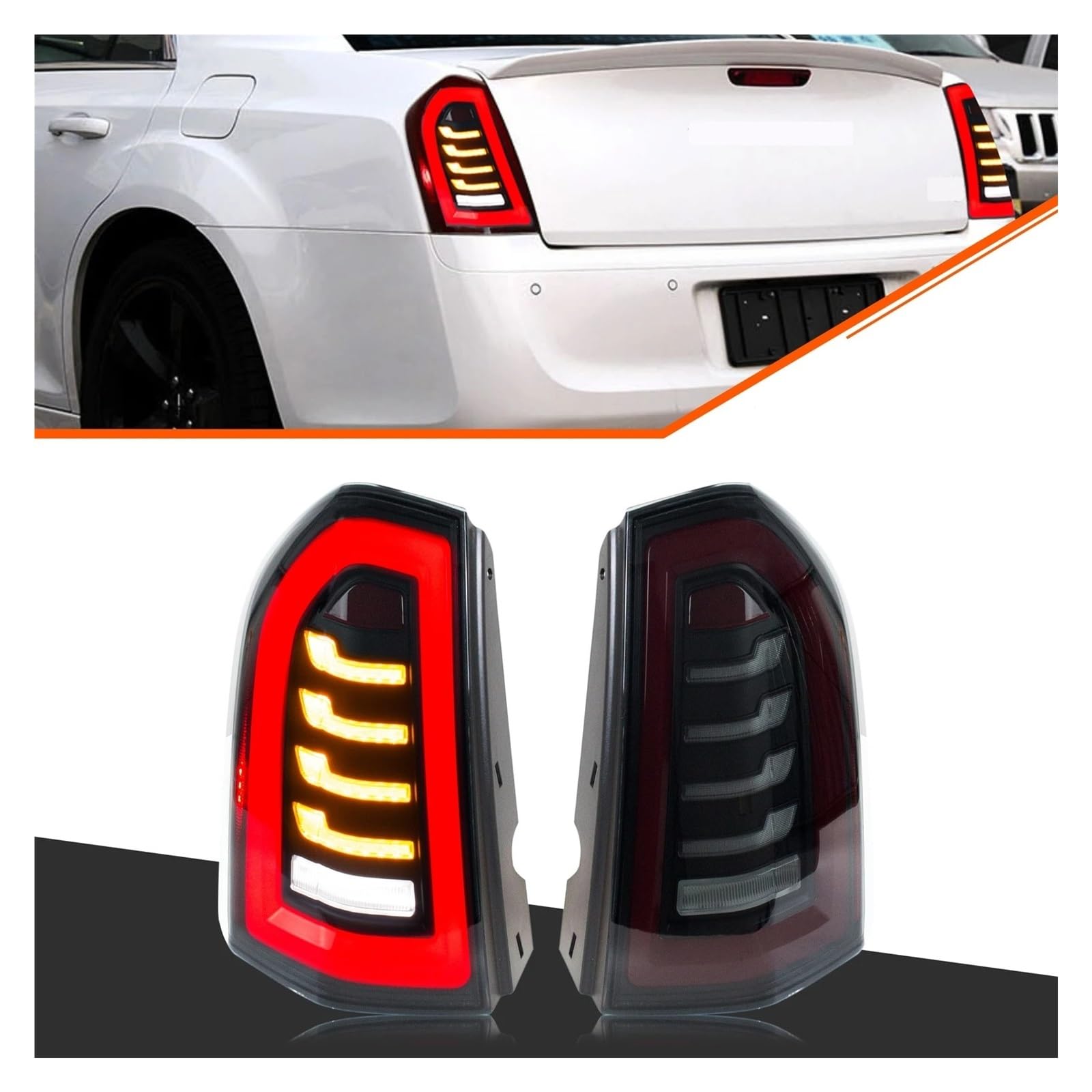 Gruppo fanale Posteriore, Compatibile con Chrysler 300 300C 2011-2014, Animazione dinamica, indicatori di direzione sequenziali, fanale Posteriore Nero