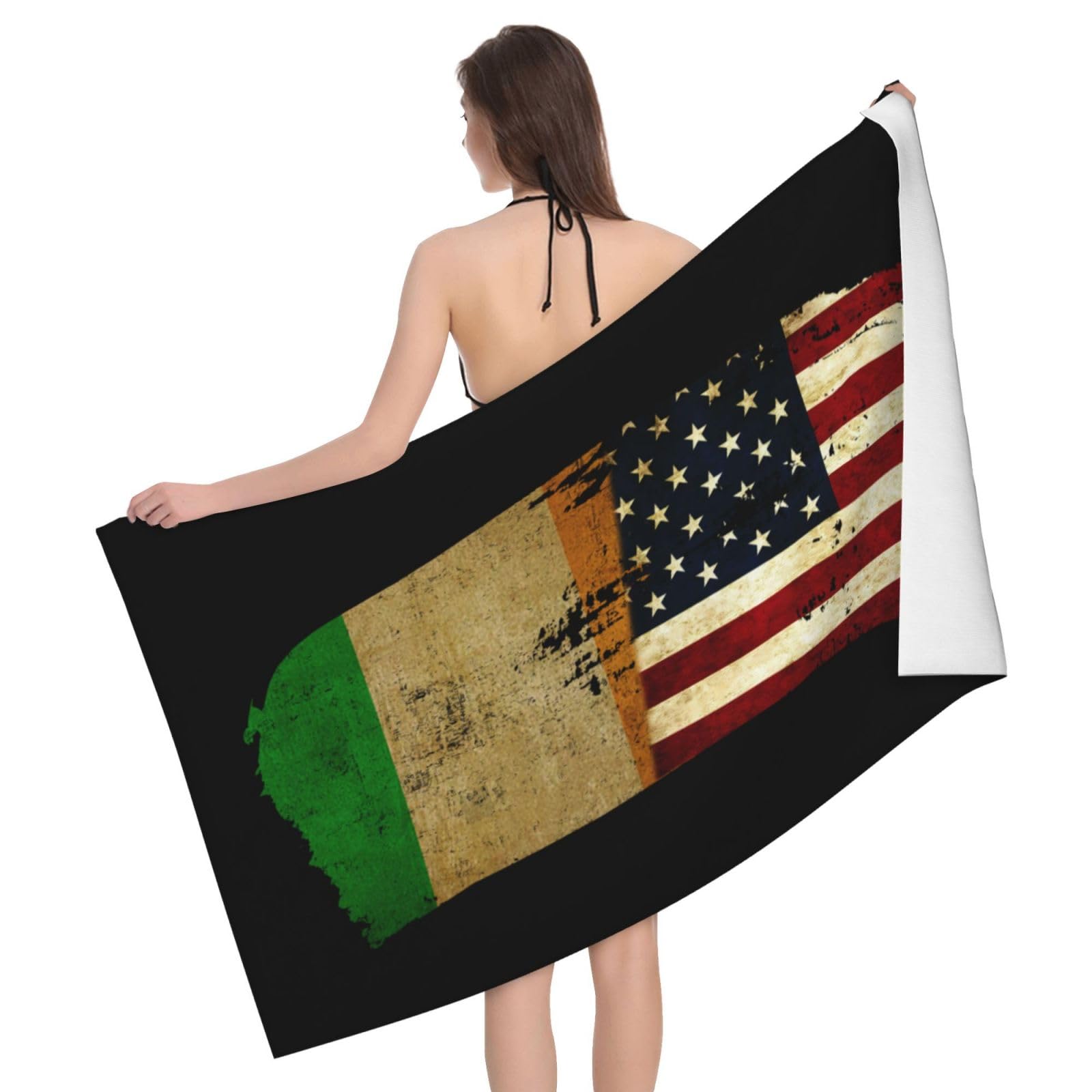 HLBSDM Microfiber Irish America Flag Beach Towel Quick Dry Soft Sand Free Beach Towels for Pool Swim Beach Lightweight Thin Towels