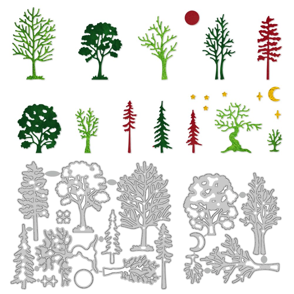 DELORIGIN Tree Cutting Dies Forest Carbon Steel Die Cuts for Card Making Embossing Tool Scrapbooking Stencils Template for DIY Crafts Album Paper Greeting Card Gift Festival Decor