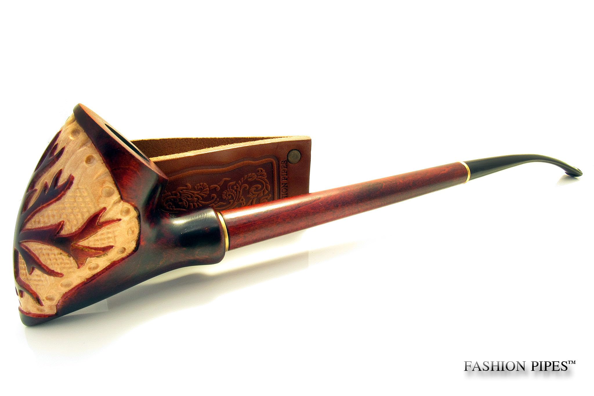 Pipa de fumar tabaco Churchwarden larga Fashion Nordic "Tree" of Life, pipa de madera de 33 cm diseñada para fumadores de pipa