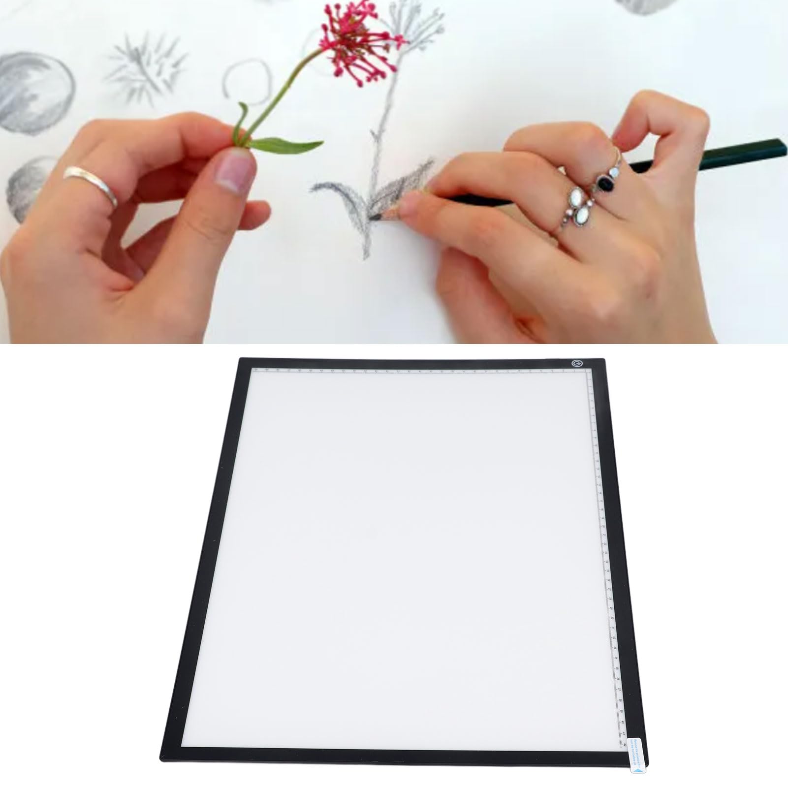 Panneau Lumineux LED A3, Table Lumineuse Acrylique Noir avec Câble USB-C, 459 x 336 x 5,5 mm, Gradation Continue pour Numérisation d'Art, Diapositives et Négatifs