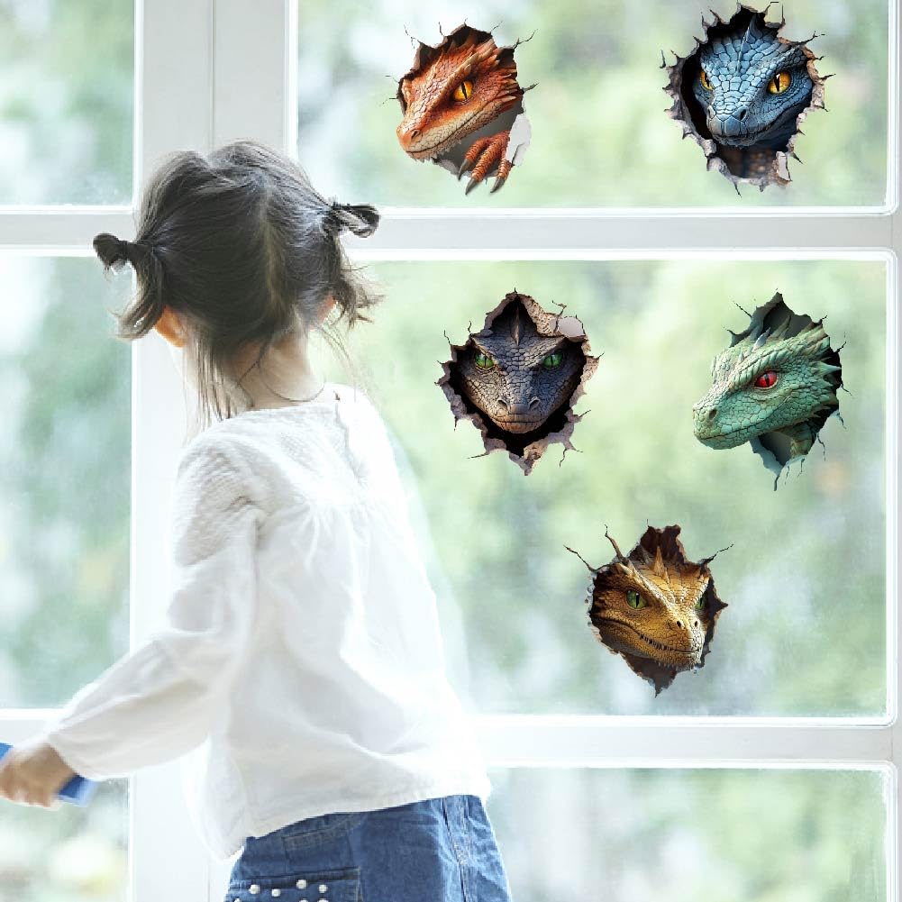 SUPERDANT 3D Wall Stickers Dragon Probes 3D Break Wall Decals Dragon Head Peel and Stick Nursery Stickers for Boys Kids Room Bedroom Playroom Wall Decor - Image 4