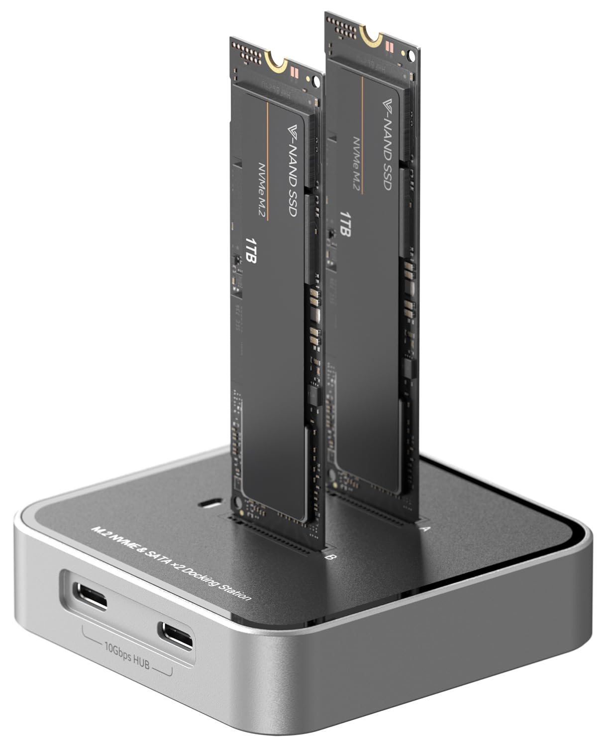 Carcasa SSD M.2 NVME SATA de doble bahía, USB 3.2 10Gbps HUB PCIE NVMe, hasta 16 TB, Plug and Play, con funda de almacenamiento SSD M.2