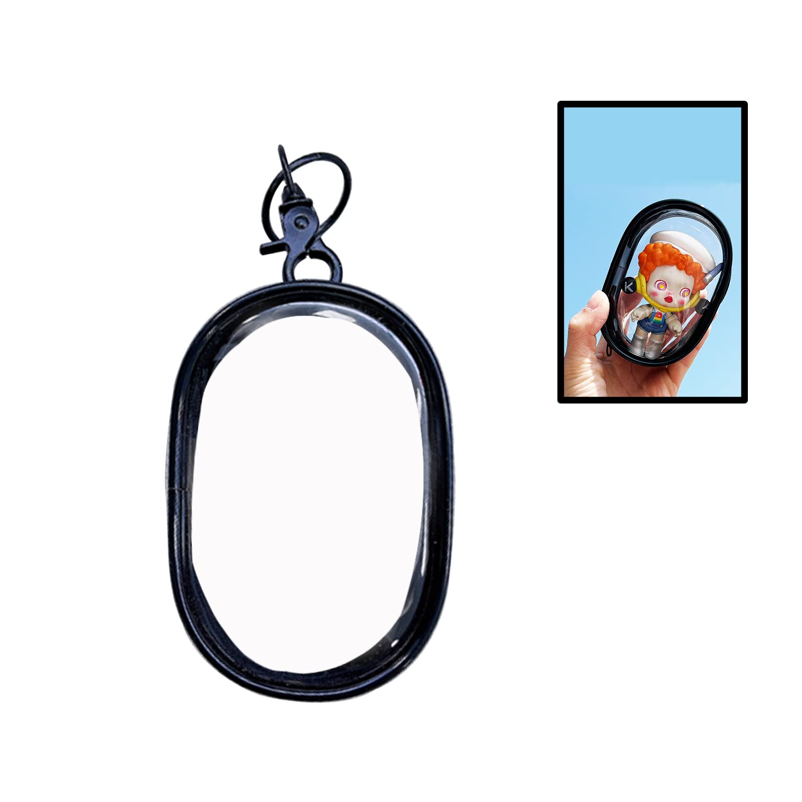 YUNATAClear Display Case Keychain for Mystery Box Doll Mini Figures, Portable Doll Storage Case Hanging Bag with Zipper Closure Keychain Charms Suitable for Collectibles Action Figures Pop Mart