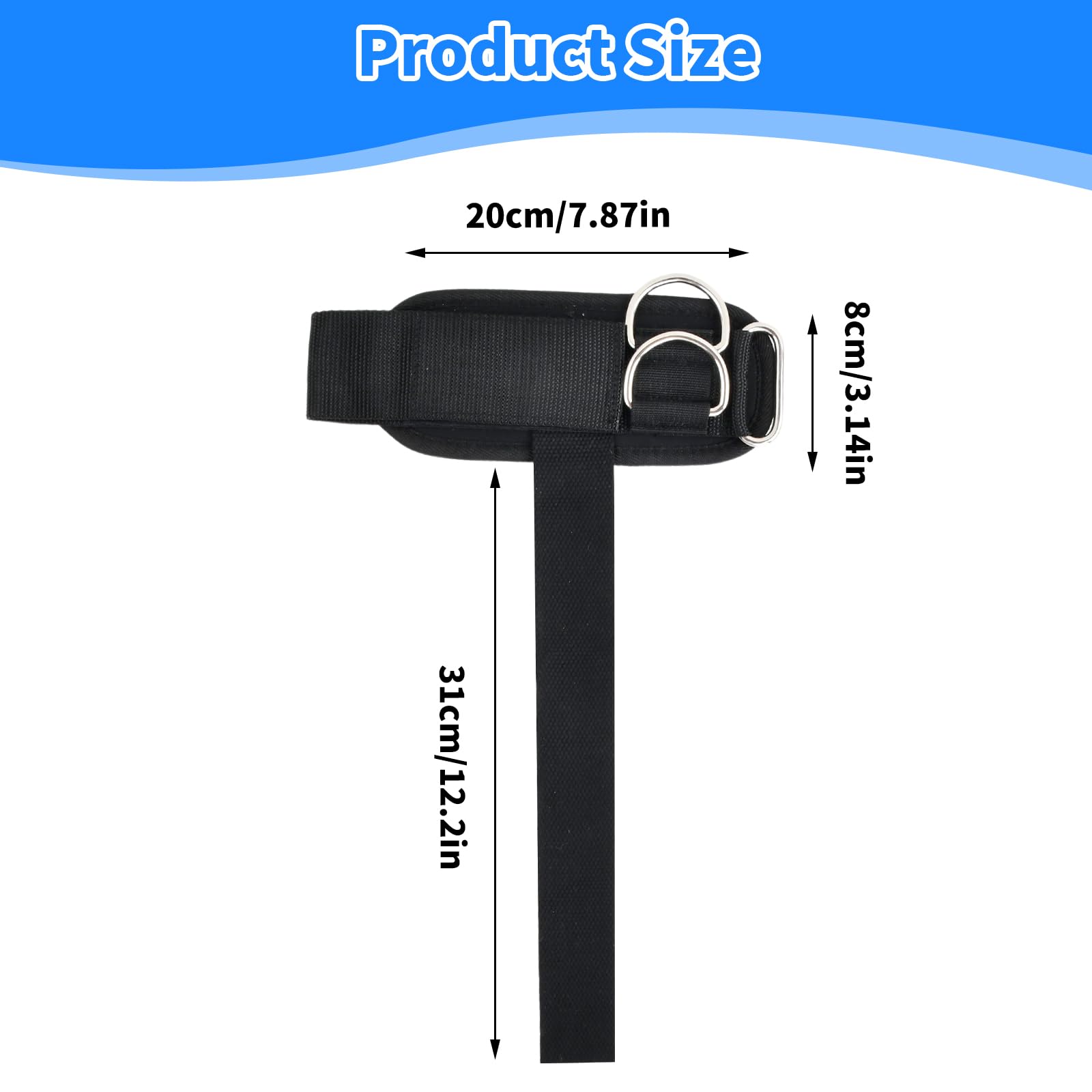 Ekkovision Cinghie per sollevamento pesi con anello a D con risvolto, vestibilità sicura, presa migliorata, nylon nero, allenamento in palestra