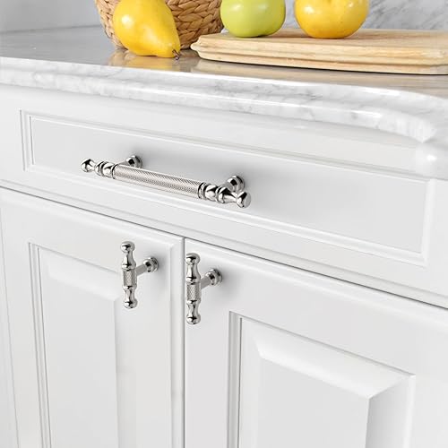 Miniatura 2 de Asidrama Paquete de 10 manijas de gabinete de cocina doradas moleteadas de 3.75 pulgadas (3.780 in), tiradores de gabinete, accesorios de gabinete