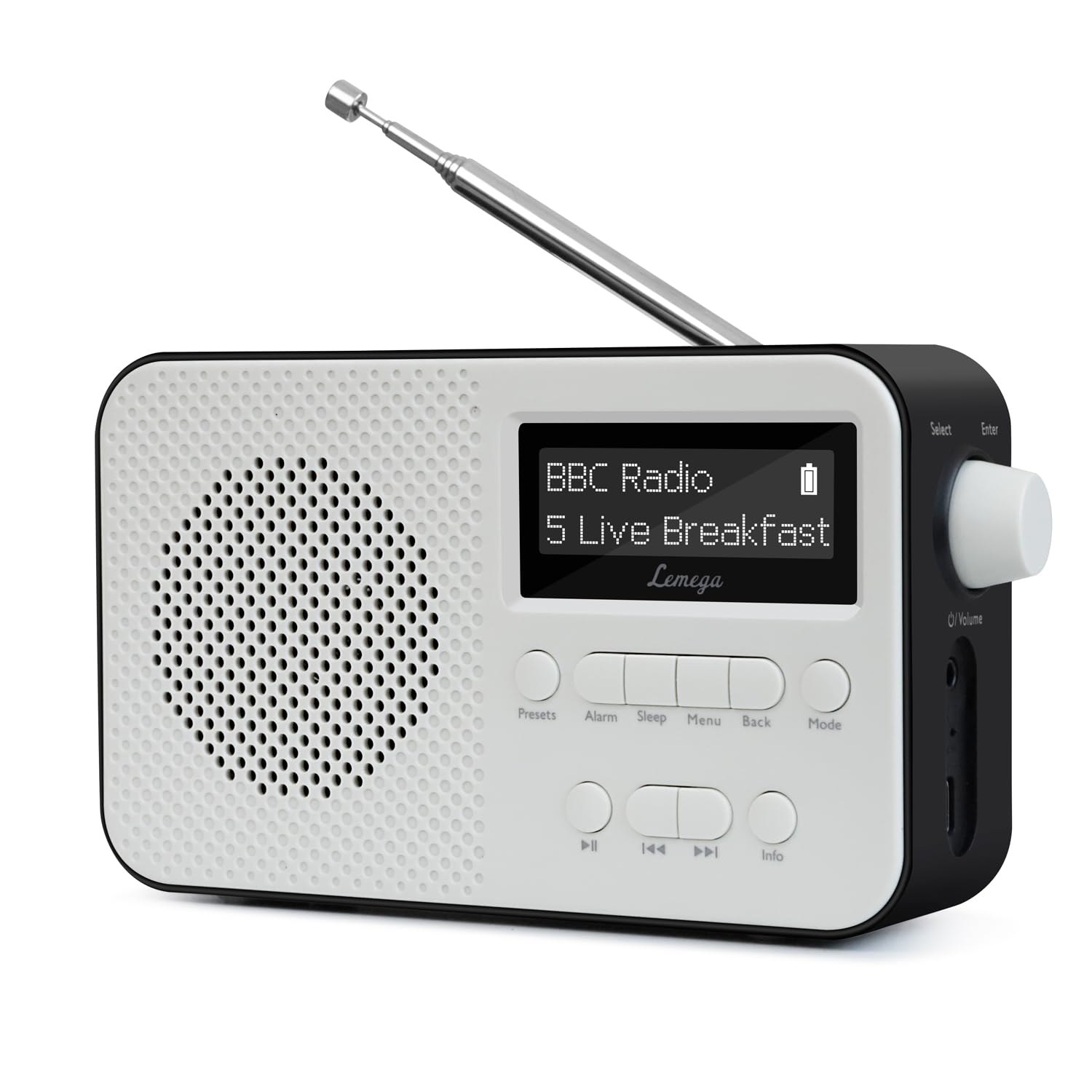DAB Radio with Bluetooth | Digital Radios Mains and Battery | Rechargeable Battery 15HR Playback | Alarm Clock | FM Radio,40 Presets,Headphone Jack | Bluetooth 5.3 I LEMEGA PR2-Max Black