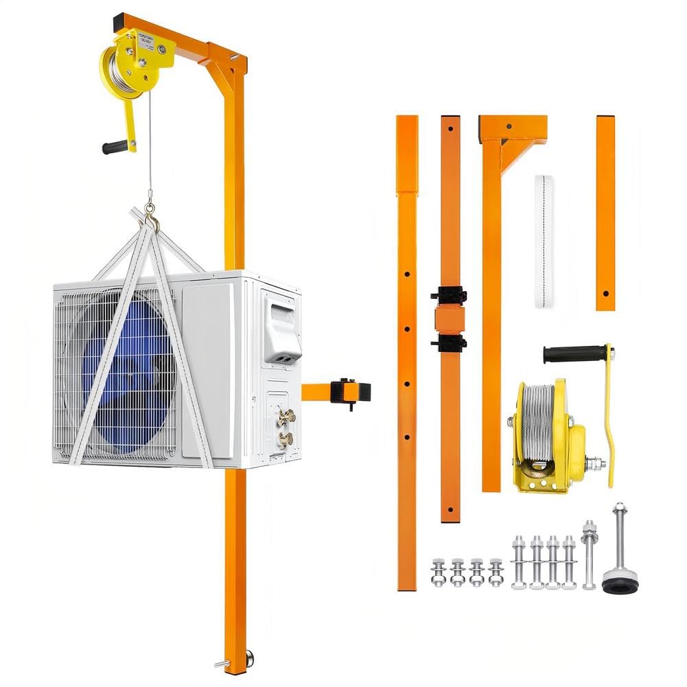 SDdPulse Air Conditioner Lifting Crane with Manual Winch for Easy Installation of Outdoor Unit, 50ft Capacity, Orange-30m