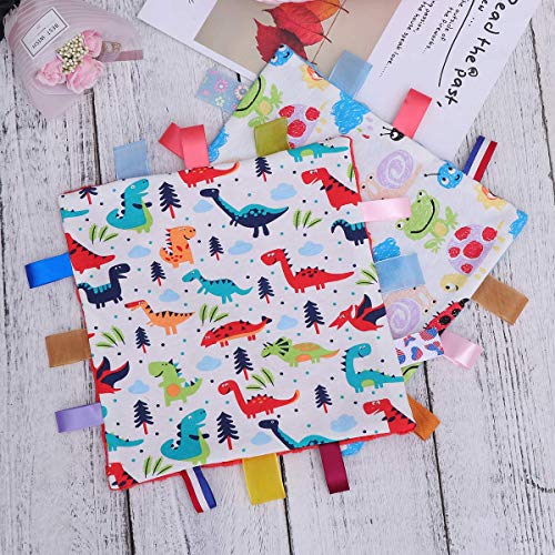Image of Inchant Baby Boy Tag Security Blanket Grey Small Blanket with Colorful Tags Surprise for Newborns Toddlers