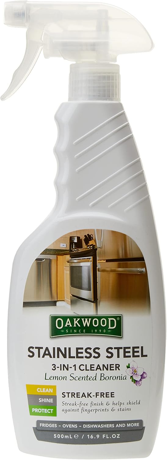 Oakwood 3In1 Stainless Steel Cleaner, Multicolor, Lemon, 500 ml Home