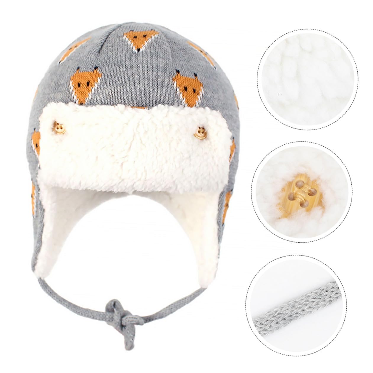 VALICLUD Gorro de Esquiar Gorro de Invierno para niños de Punto para niños Termico con Orejeras Gorra Estampada de protección para los oídos para Grey
