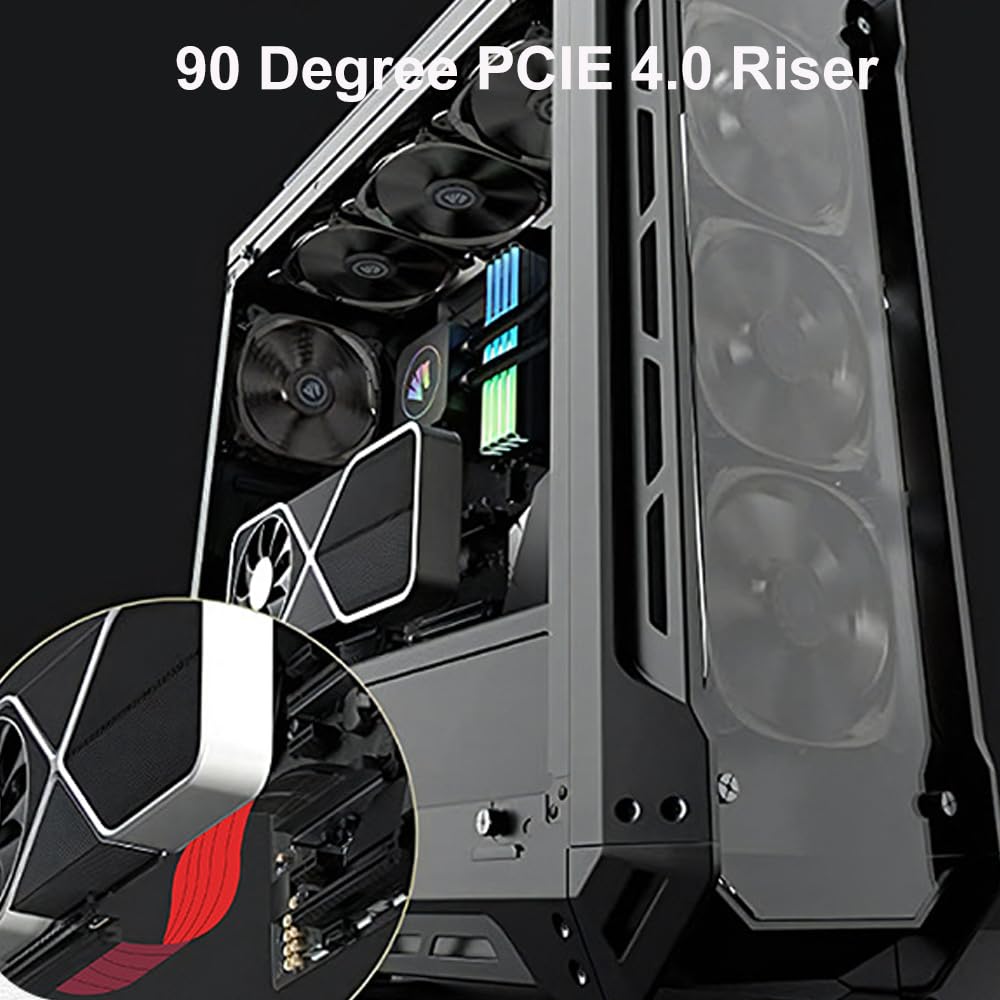 OwlTree Cavo riser Pcie 4.0, PCIe 4.0 x16, prolunga flessibile ad alta velocità, adattatore a 90 gradi, compatibile con 4090 4080 4070 3090 e sistema Pcie 3.0 da 200 mm